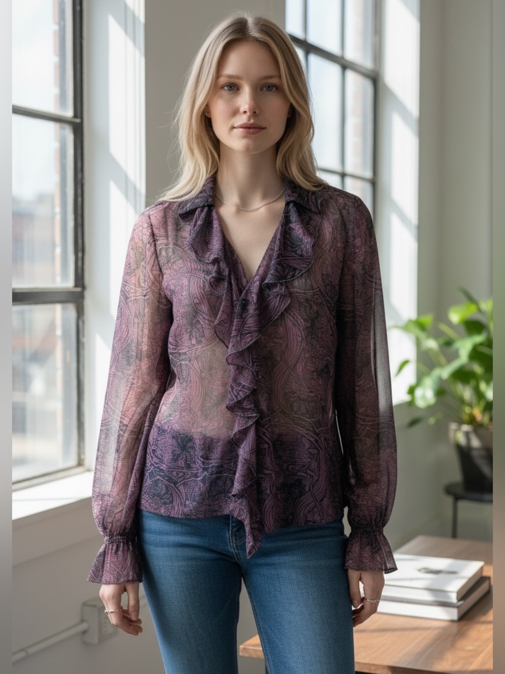 Ted Baker Coryiah Ruffle blouse size large